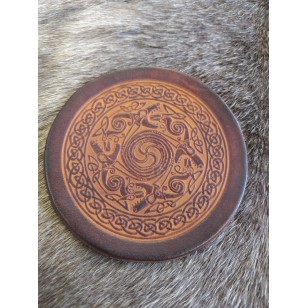Leather Coaster Viking Dragons Pair Leather Coaster Viking Dragons Pair
